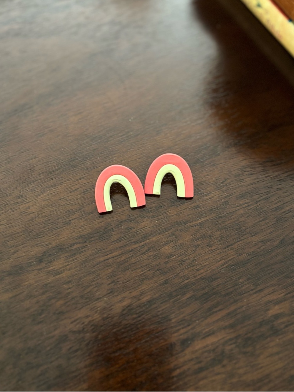 Kids Rainbow Stud Earrings - Pink and Cream